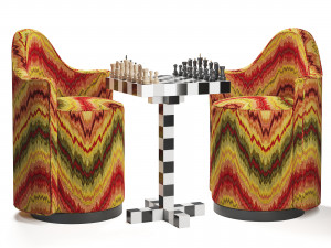 Chess Chair - Table Set Model 3D