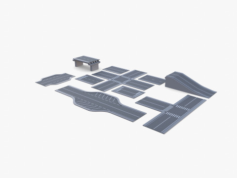 Connectable road segment pack v1 3D Model