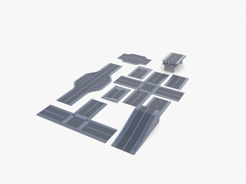 Connectable road segment pack v1 3D Model