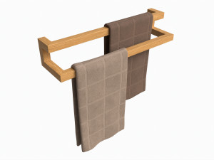 Bathroom Wall Mounted Wooden Towel Bar 3D 모델