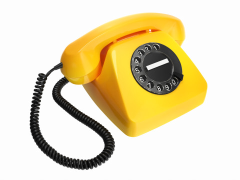 Table Rotary Dial Telephone Yellow 3D Model