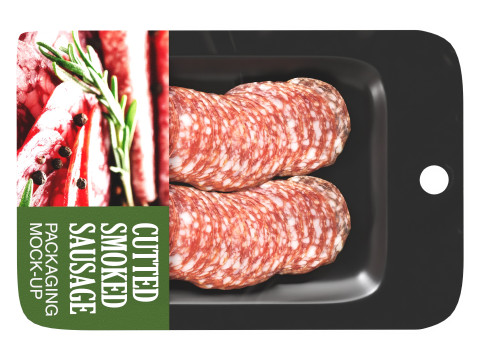 Sliced smoked sausage with packaging 3D Model