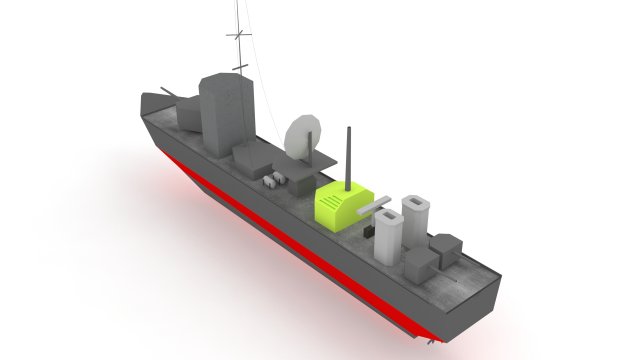 low poly navy military battleship 3D 模型 .c4d .max .obj .3ds .fbx .stl .blend 