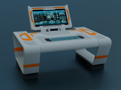 Sci-Fi Workspace - Low poly - PBR - Game ready Modello 3D