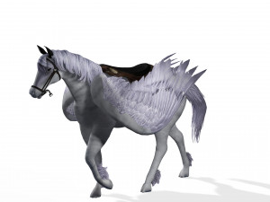 REALISTIC WHITE HORSE WHIT WINGS Modèle 3D