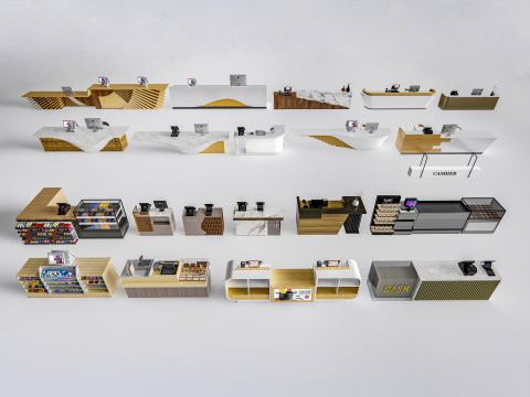 Supermarket Shop Store Elements checkout 6 Modelo 3D