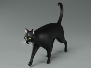 Domestic Black Cat 001 Modelo 3D